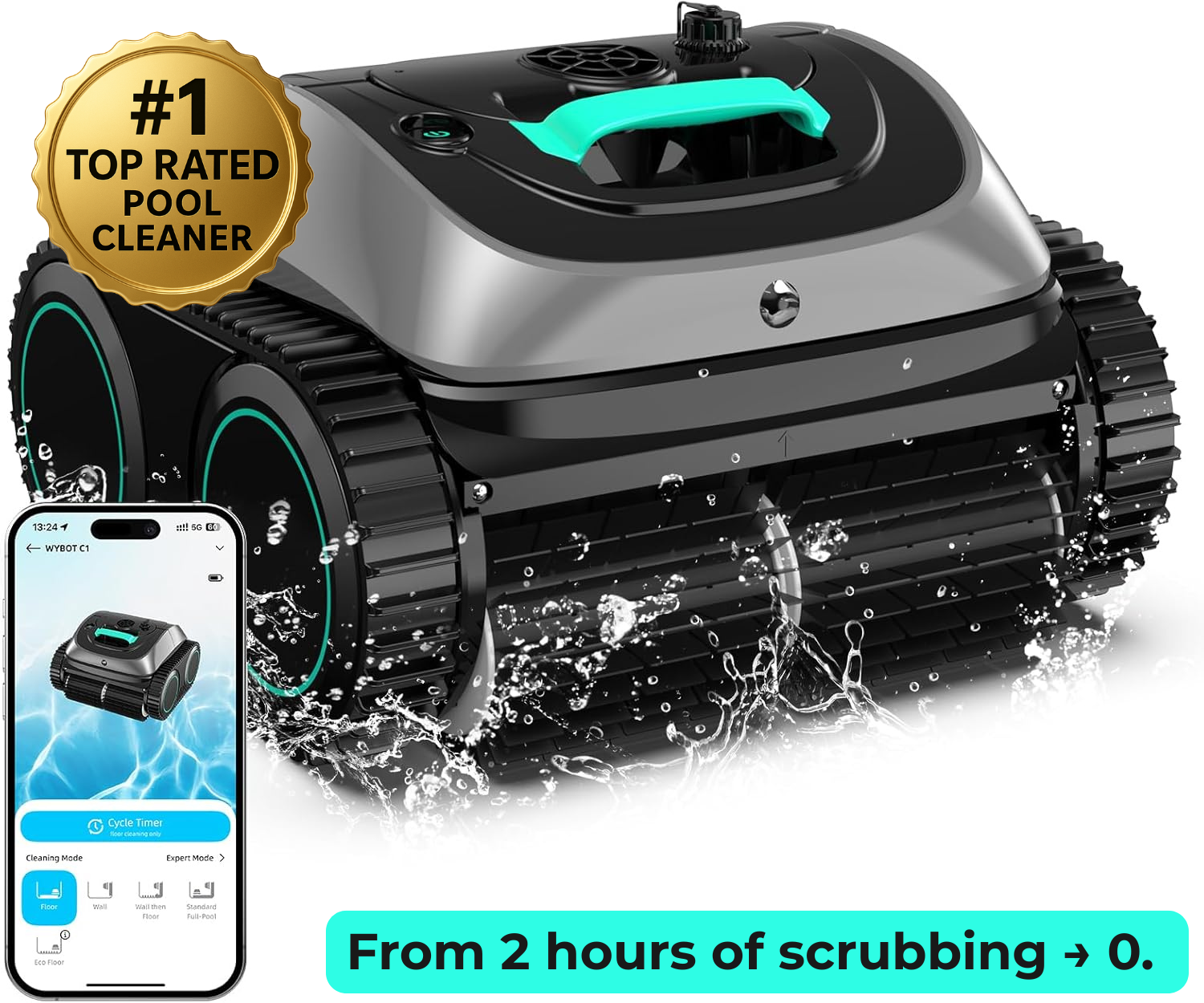 WYBOT™ Pool Vacuum for Inground Pools, 4-in-1 Cordless Robotic Pool Cleaner