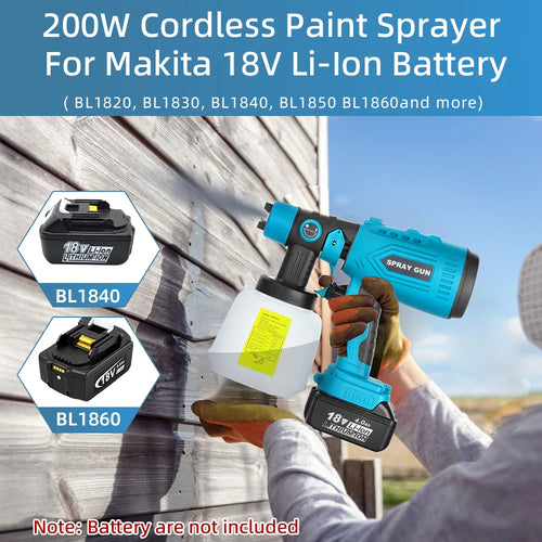 Cordless Paint Sprayer for MAKITA 18V Lithium-Ion Battery(No Battery) 4 Size Copper Nozzle, 200W