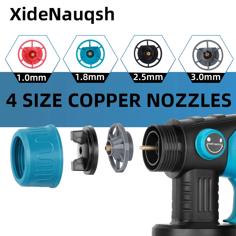 Cordless Paint Sprayer for MAKITA 18V Lithium-Ion Battery(No Battery) 4 Size Copper Nozzle, 200W
