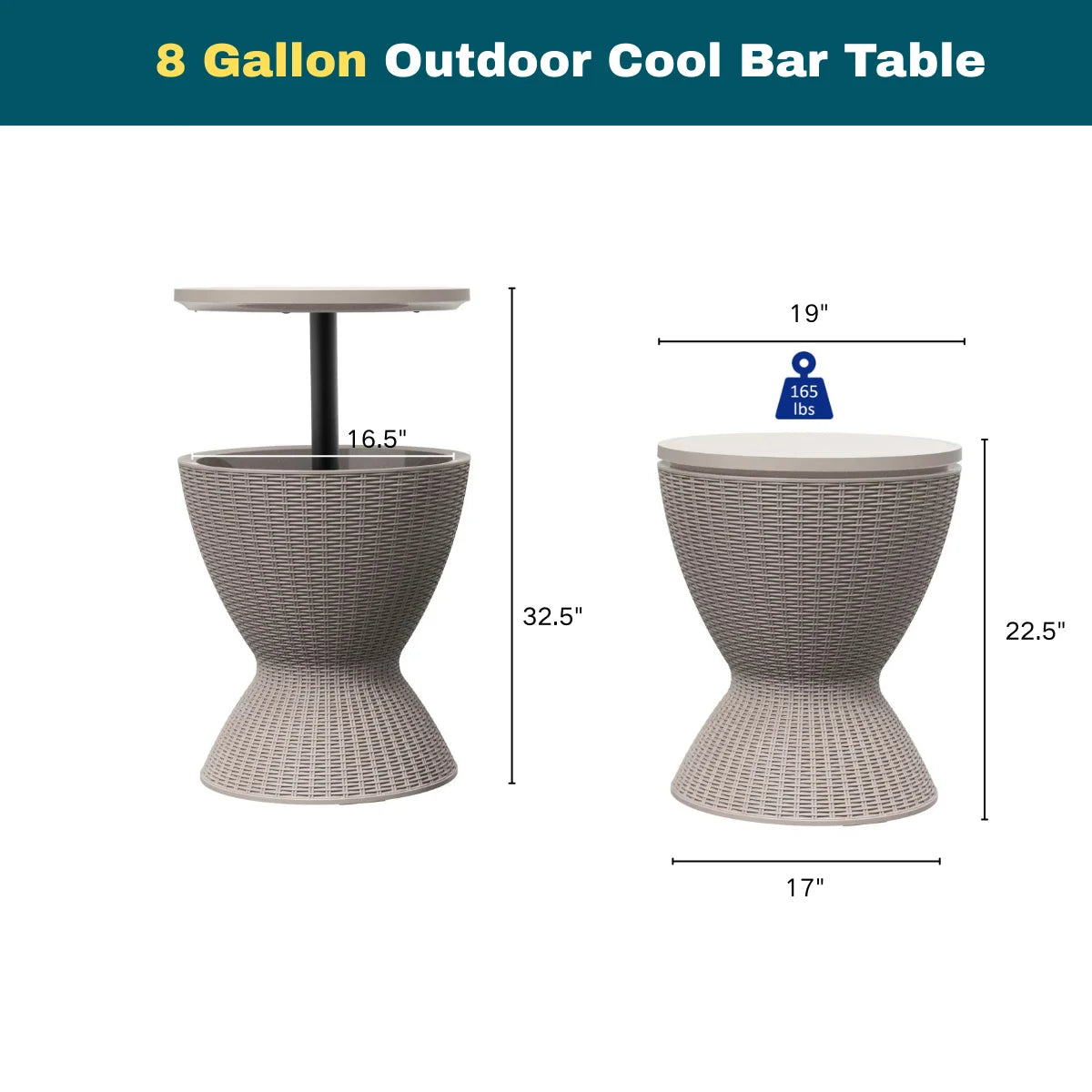 3-in-1 Adjustable Patio Cool Bar Table