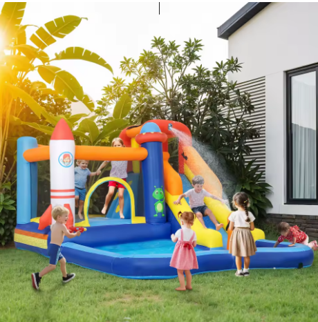 14x10FT Inflatable Bounce House 12-In-1 Wet Dry Water Slide With 450W Blower Kids Jumping Castle For Indoor Outdoor Backyard