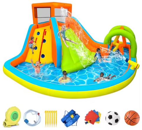 14x10FT Inflatable Bounce House 12-In-1 Wet Dry Water Slide With 450W Blower Kids Jumping Castle For Indoor Outdoor Backyard