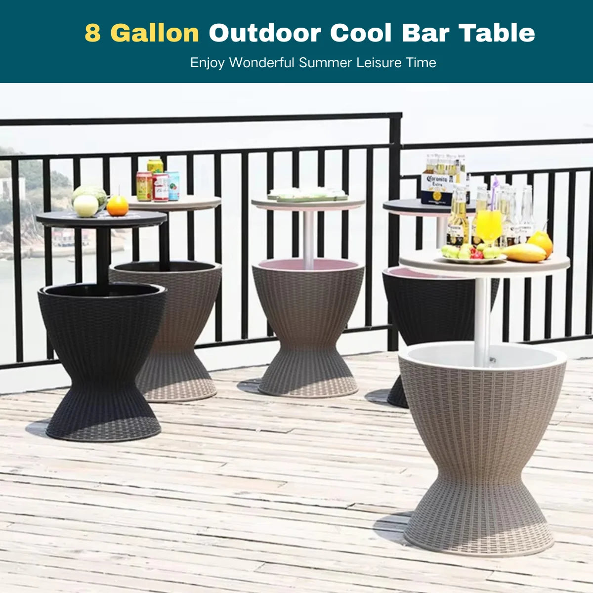 3-in-1 Adjustable Patio Cool Bar Table